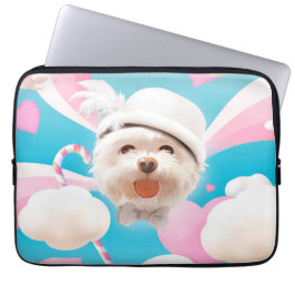 Fluffy Hund mit Weißhut Laptopschutzhülle
