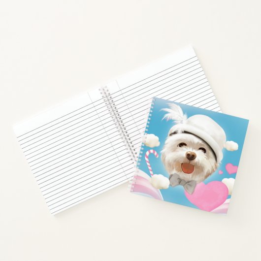 Fluffy Hund mit Weißhut Notizblock (Innenseite)