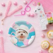 Fluffy Hund mit Weißhut Pappteller (Party)