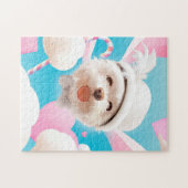 Fluffy Hund mit Weißhut Puzzle (Horizontal)