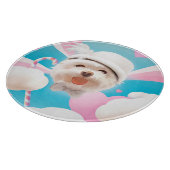 Fluffy Hund mit Weißhut Schneidebrett (Ecke)