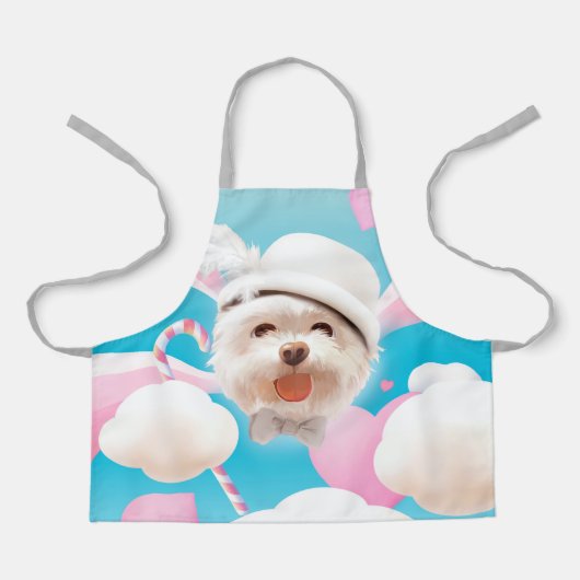 Fluffy Hund mit Weißhut Schürze (Vorderseite)