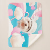 Fluffy Hund mit Weißhut Sherpadecke (Vorderseite)