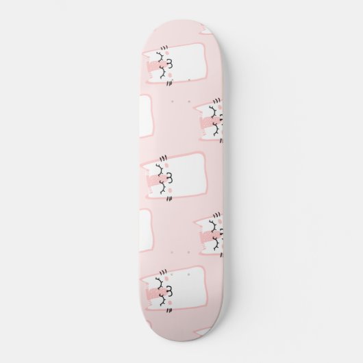 Fluffy Kawaii Strawberry Marshmallow Kätzchen Skateboard (Vorderseite)