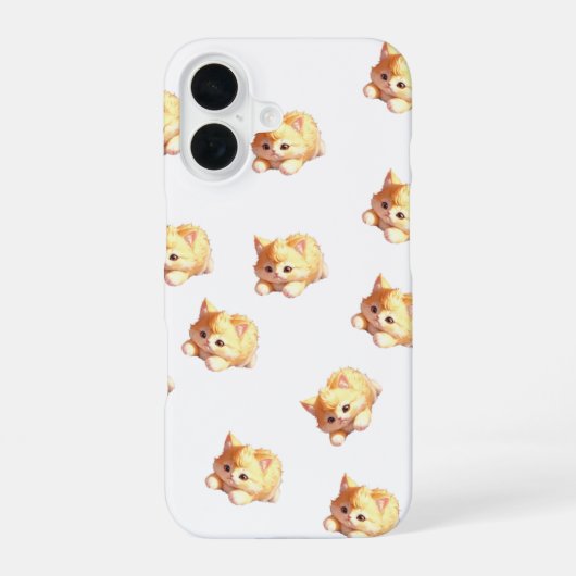 Fluffy Kitten Cute Pattern Phone Case iPhone 16 Hülle (Rückseite)