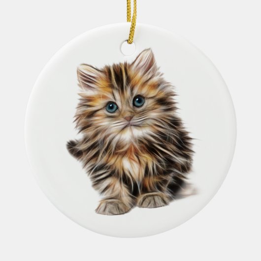 Fluffy Kitten Keramikornament (Vorne)