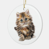 Fluffy Kitten Keramikornament (Links)