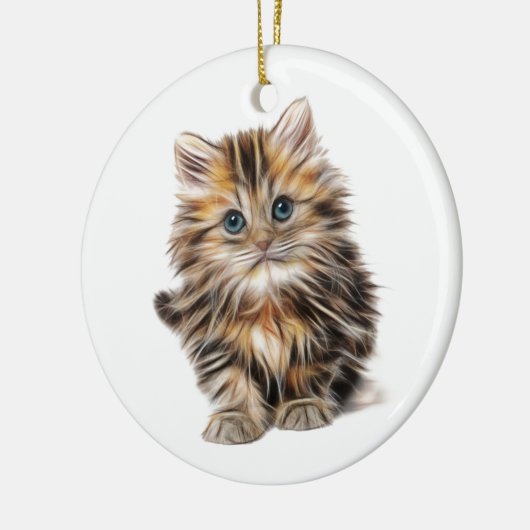 Fluffy Kitten Keramikornament (Links)