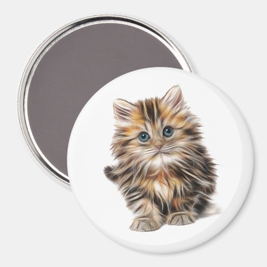Fluffy Kitten Magnet (Vorderseite/Rückseite)