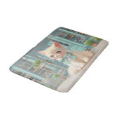 Fluffy Kitten mit Blue Bow im Konditorladen Badematte (Schrägansicht)