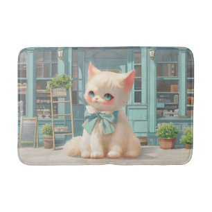 Fluffy Kitten mit Blue Bow im Konditorladen Badematte