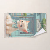 Fluffy Kitten mit Blue Bow im Konditorladen Badhandtuch Set (Handtuch)