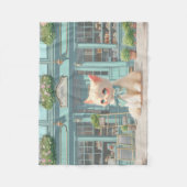 Fluffy Kitten mit Blue Bow im Konditorladen Fleecedecke (Vorderseite)