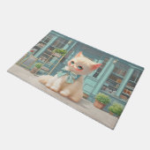 Fluffy Kitten mit Blue Bow im Konditorladen Fußmatte (Schrägansicht)
