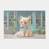 Fluffy Kitten mit Blue Bow im Konditorladen Fußmatte (Vorderseite)