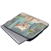 Fluffy Kitten mit Blue Bow im Konditorladen Laptopschutzhülle (Vorne Knopf)