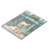 Fluffy Kitten mit Blue Bow im Konditorladen Notizblock (Linke Seite)