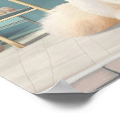 Fluffy Kitten mit Blue Bow im Konditorladen Poster (Ecke)