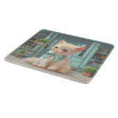 Fluffy Kitten mit Blue Bow im Konditorladen Schneidebrett (Ecke)