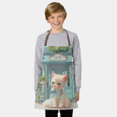 Fluffy Kitten mit Blue Bow im Konditorladen Schürze (Getragen)