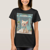 Fluffy Kitten mit Blue Bow im Konditorladen T-Shirt (Vorderseite)