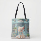 Fluffy Kitten mit Blue Bow im Konditorladen Tasche (Vorderseite)