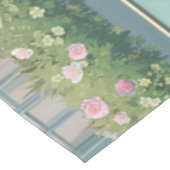 Fluffy Kitten mit Blue Bow im Konditorladen Tischdecke (Schrägansicht)