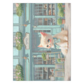 Fluffy Kitten mit Blue Bow im Konditorladen Tischdecke (Vorderseite)