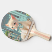 Fluffy Kitten mit Blue Bow im Konditorladen Tischtennis Schläger (Seitenansicht)