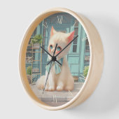 Fluffy Kitten mit Blue Bow im Konditorladen Uhr (Winkel)