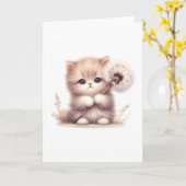 Fluffy Kitten mit Kronleuchter - Niedlicher Blank  Karte (Gelbe Blume)
