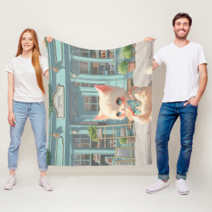 Fluffy Kitten mit Lollipop im Konditorei Shop Fleecedecke