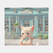 Fluffy Kitten mit Lollipop im Konditorei Shop Fleecedecke (Vorderseite (Horizontal))