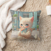 Fluffy Kitten mit Lollipop im Konditorei Shop Kissen (Decke)
