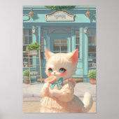 Fluffy Kitten mit Lollipop im Konditorei Shop Poster (Vorne)