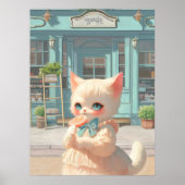 Fluffy Kitten mit Lollipop im Konditorei Shop Poster (Vorne)