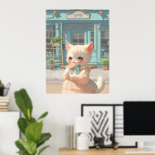 Fluffy Kitten mit Lollipop im Konditorei Shop Poster (Heimbüro)