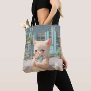 Fluffy Kitten mit Lollipop im Konditorei Shop Tasche