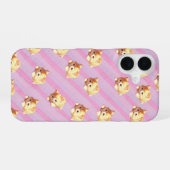 Fluffy Kitten Pink Stripe Phone Case iPhone 16 Hülle (Rückseite (Horizontal))