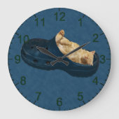 Fluffy Kitten Schlafen in Croc Shoe, Wall Clock Große Wanduhr (Vorderseite)