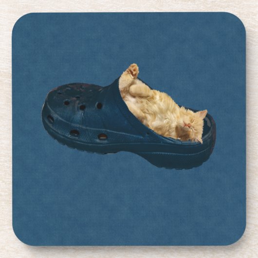 Fluffy Kitten Sleeping In Croc Shoe, Coasters Getränkeuntersetzer (Vorderseite)