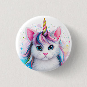 Fluffy Kitten Unicorn Button