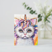 Fluffy Kitten Unicorn Postkarte (Stehend Vorderseite)