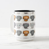 Fluffy Kittens Pattern Zweifarbige Tasse (Vorderseite Links)