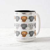Fluffy Kittens Pattern Zweifarbige Tasse (VorderseiteRechts)