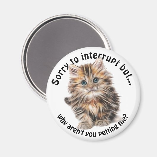Fluffy Kitty Funny Pet Me Quote Magnet (Vorderseite/Rückseite)
