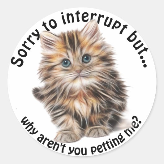 Fluffy Kitty Funny Pet Me Quote Runder Aufkleber (Vorderseite)