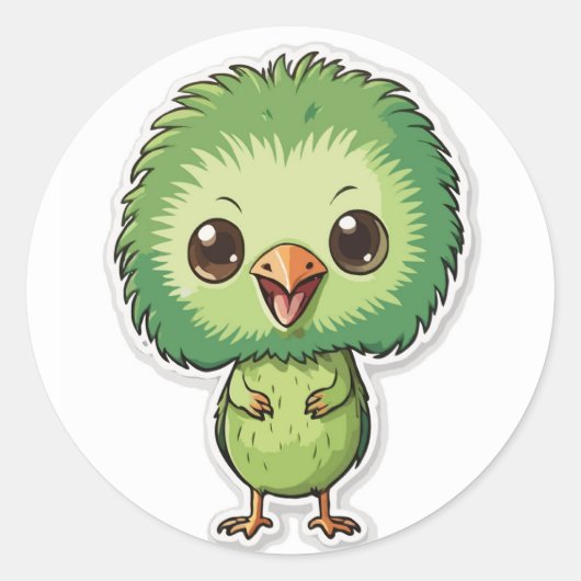 Fluffy Kiwi Bird Sticker - Ein Niedliches und undu (Vorderseite)