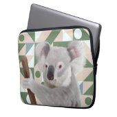 Fluffy Koala Green Geometric Background Laptopschutzhülle (Vorderseite Links)