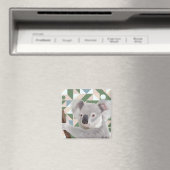 Fluffy Koala Green Geometric Background Magnet (In Situ (Geschirrspüler))